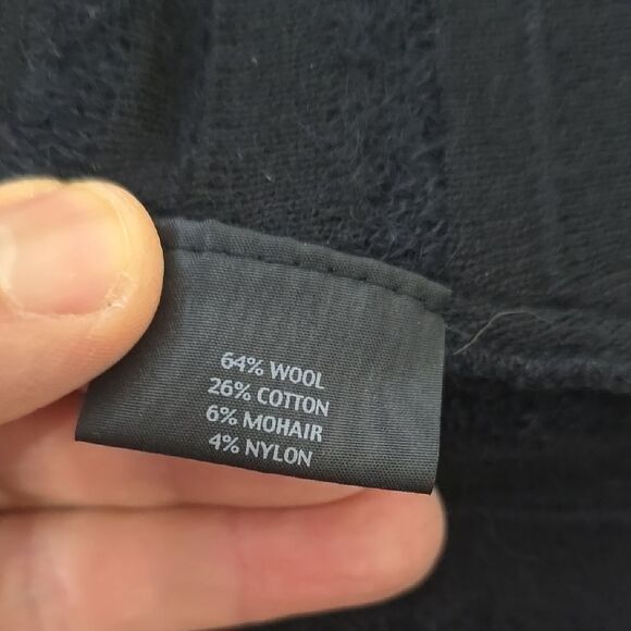 Eileen Fisher Black Cardigan Sweater with Long Sleeves and Draped Front petite - Picture 8 of 9